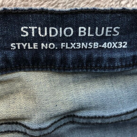 Mugsy Mens Jeans Size 40x32 Studio Blues Classic Blue Dark Wash Denim Casual - Picture 3 of 15